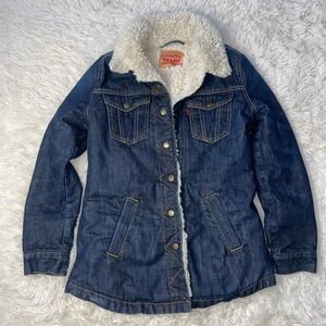 Levi’s Sherpa Lined Mid Length Denim Trucker Jacket